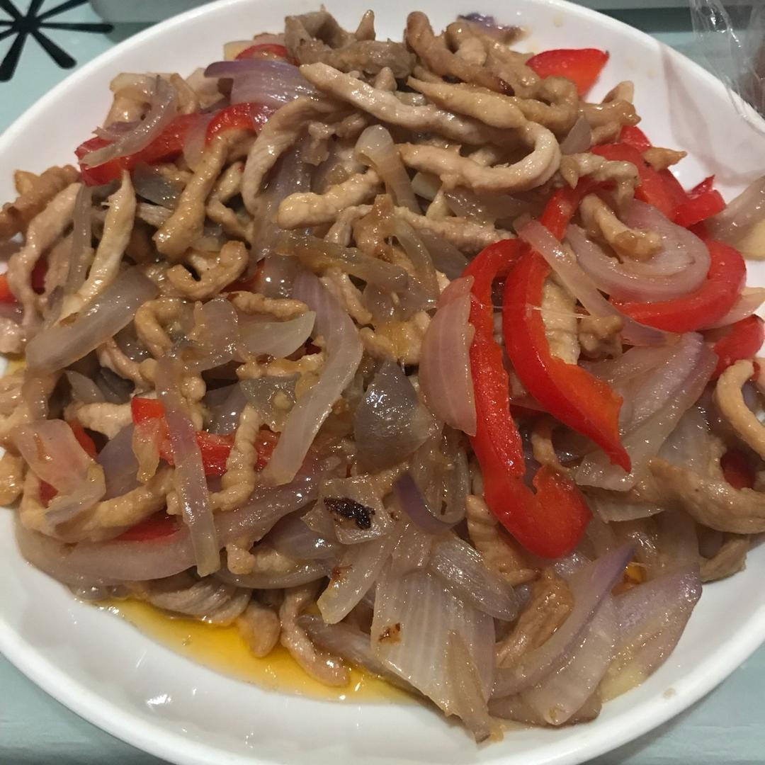 洋葱青椒炒肉丝