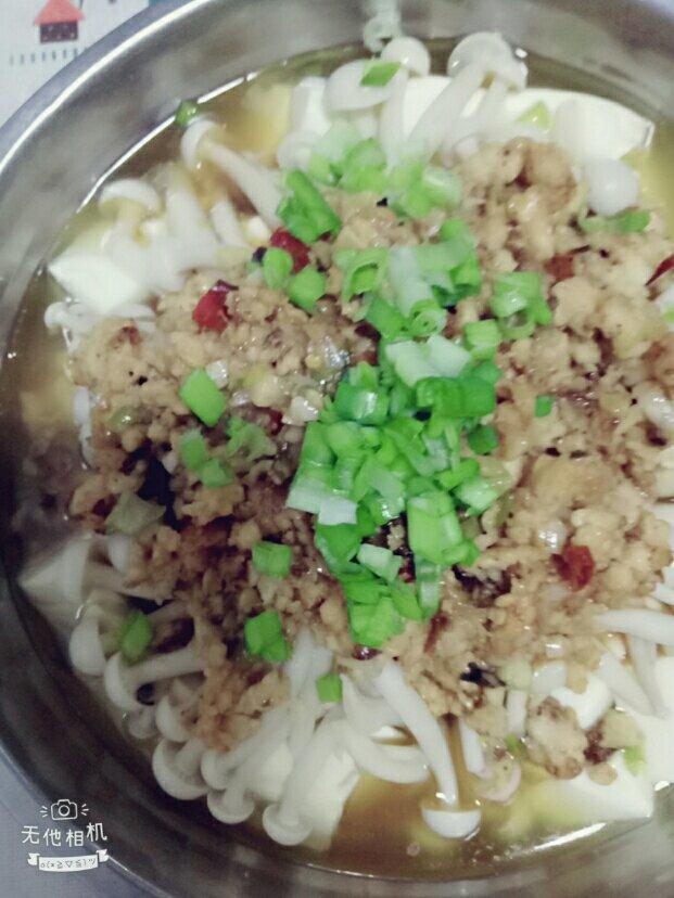 肉末白玉菇蒸豆腐