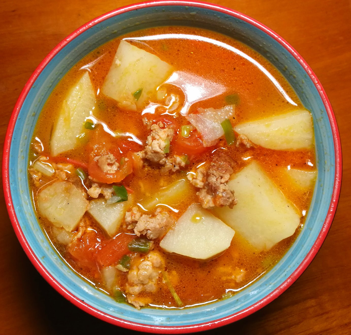 西红柿肉末土豆汤