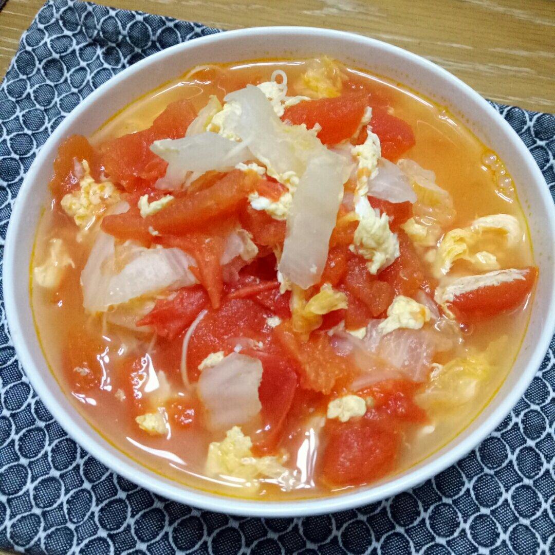 西红柿娃娃菜蛋花面