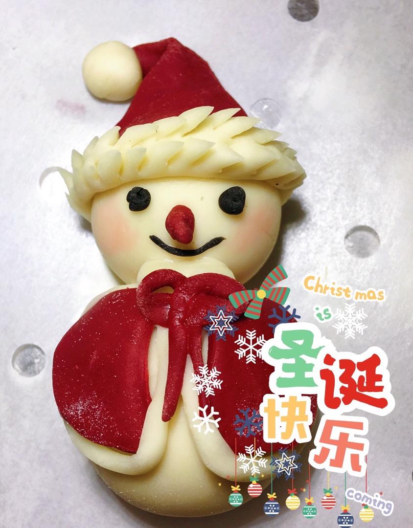 圣诞雪人卡通馒头系列（三）~带红斗篷的雪人