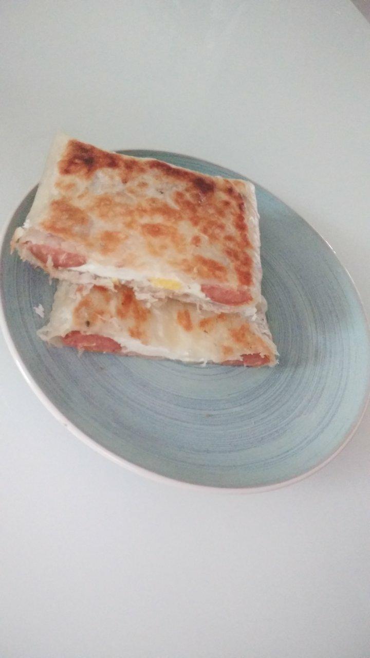 中式三明治🥪只需用手抓饼火腿肠鸡蛋🥚解锁手抓饼新吃法