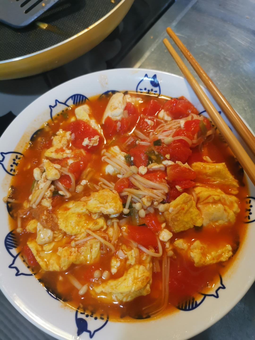 减脂餐—番茄金针菇焖豆腐
