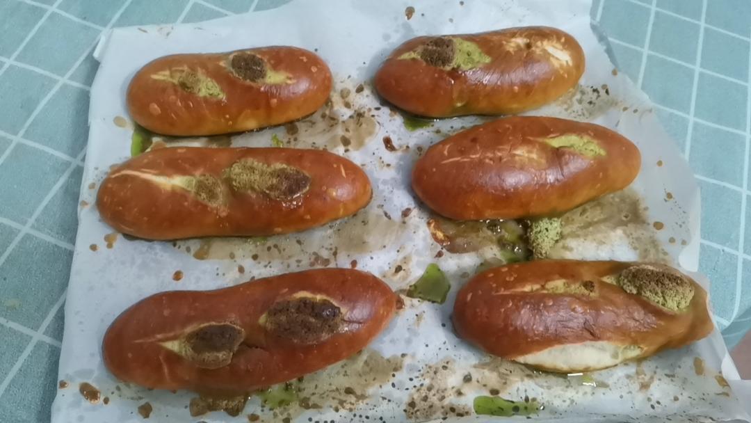 原味（抹茶）2款奶酥馅德式碱水面包｜一次搞定两种口味｜高颜值｜快手｜免手套膜｜免发酵