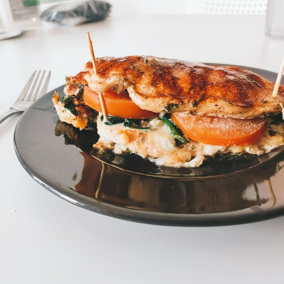 【减脂增肌】菠菜奶酪酿馅烤鸡胸 Spinach&cheese stuffed chicken breast