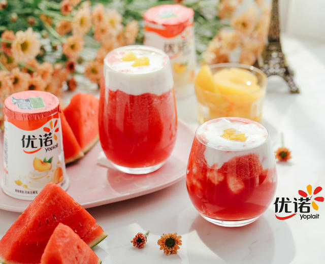 西瓜黄桃酸奶饮的做法