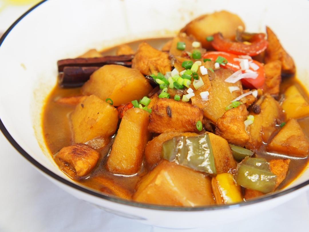鸡胸肉低油大盘鸡