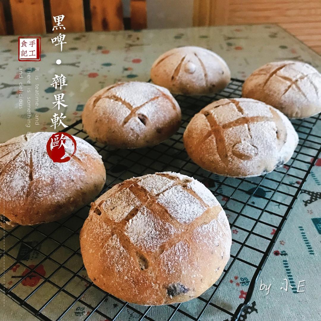 黑啤蔓越莓核桃软欧丨健康·烘焙