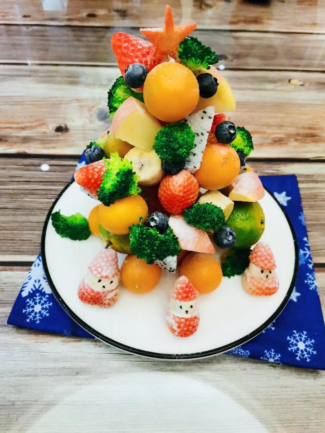 超逼真❗️高颜值🔥在家DIY水果圣诞树果盘