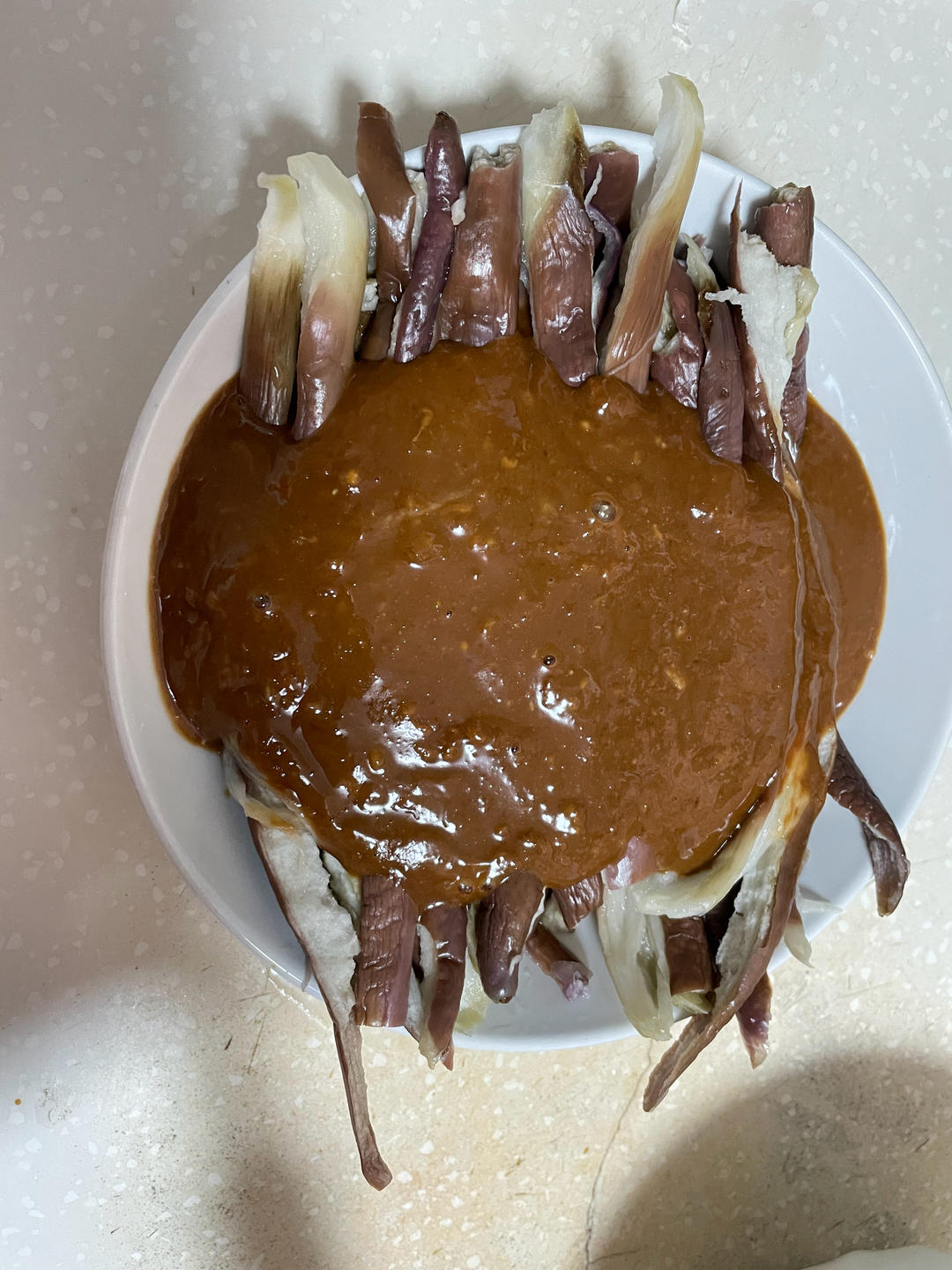 小美菜谱：麻酱蒸茄子的做法