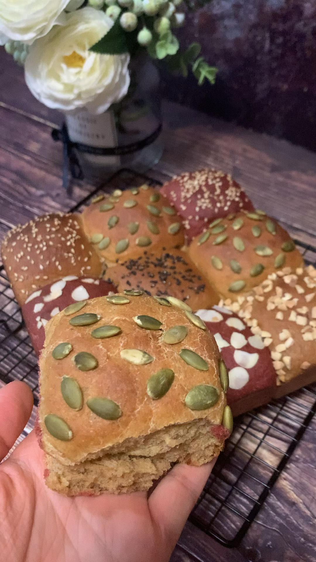 养生三色餐包100%全麦南瓜吐司面包酸奶低油红糖无水