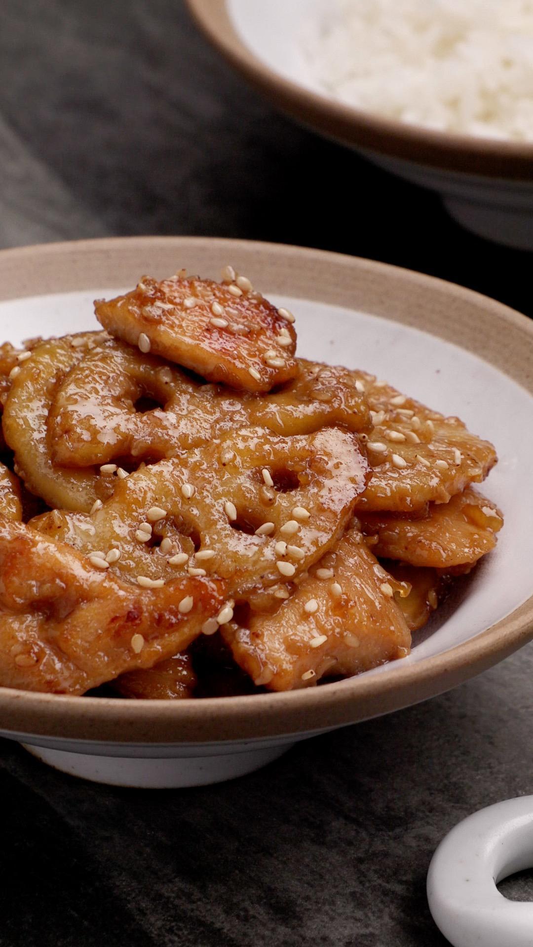 照烧莲藕鸡胸肉的做法