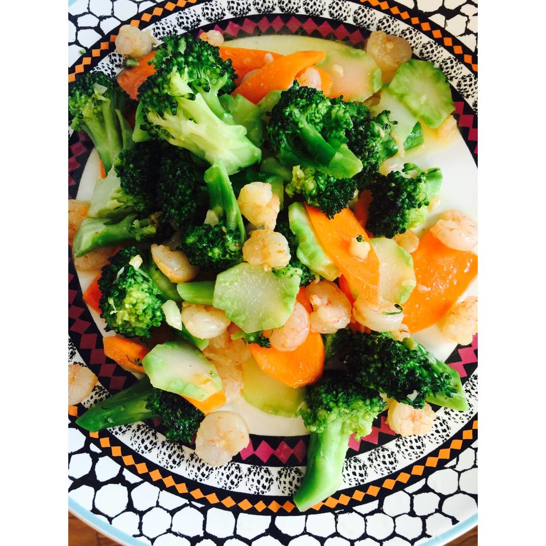 蒜蓉西兰花炒虾仁