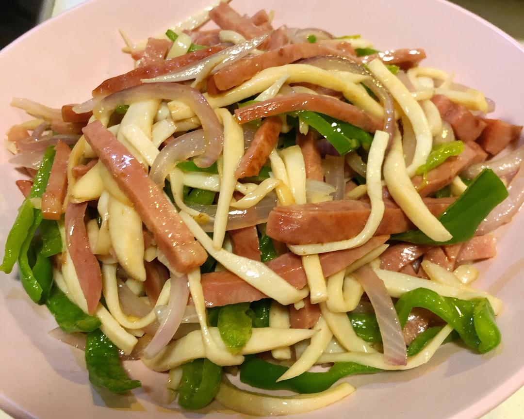 火腿炒杏鲍菇的做法