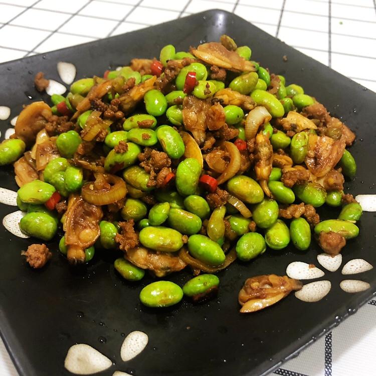 肉沫毛豆仁炒花蛤肉