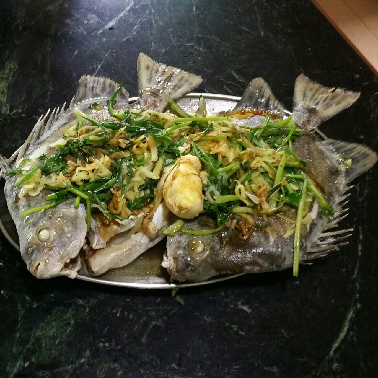 天青色-3做的陈皮蒸金鼓鱼