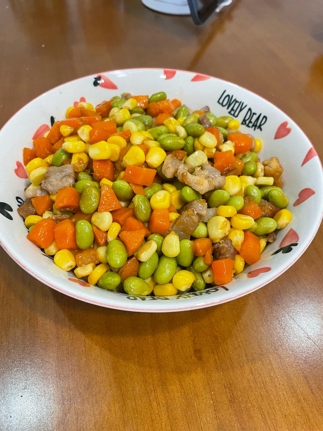 家常小炒:毛豆玉米香肠