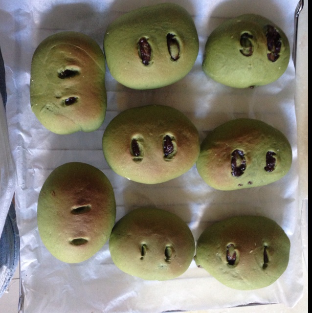 抹茶豆沙小面包（无油脂）