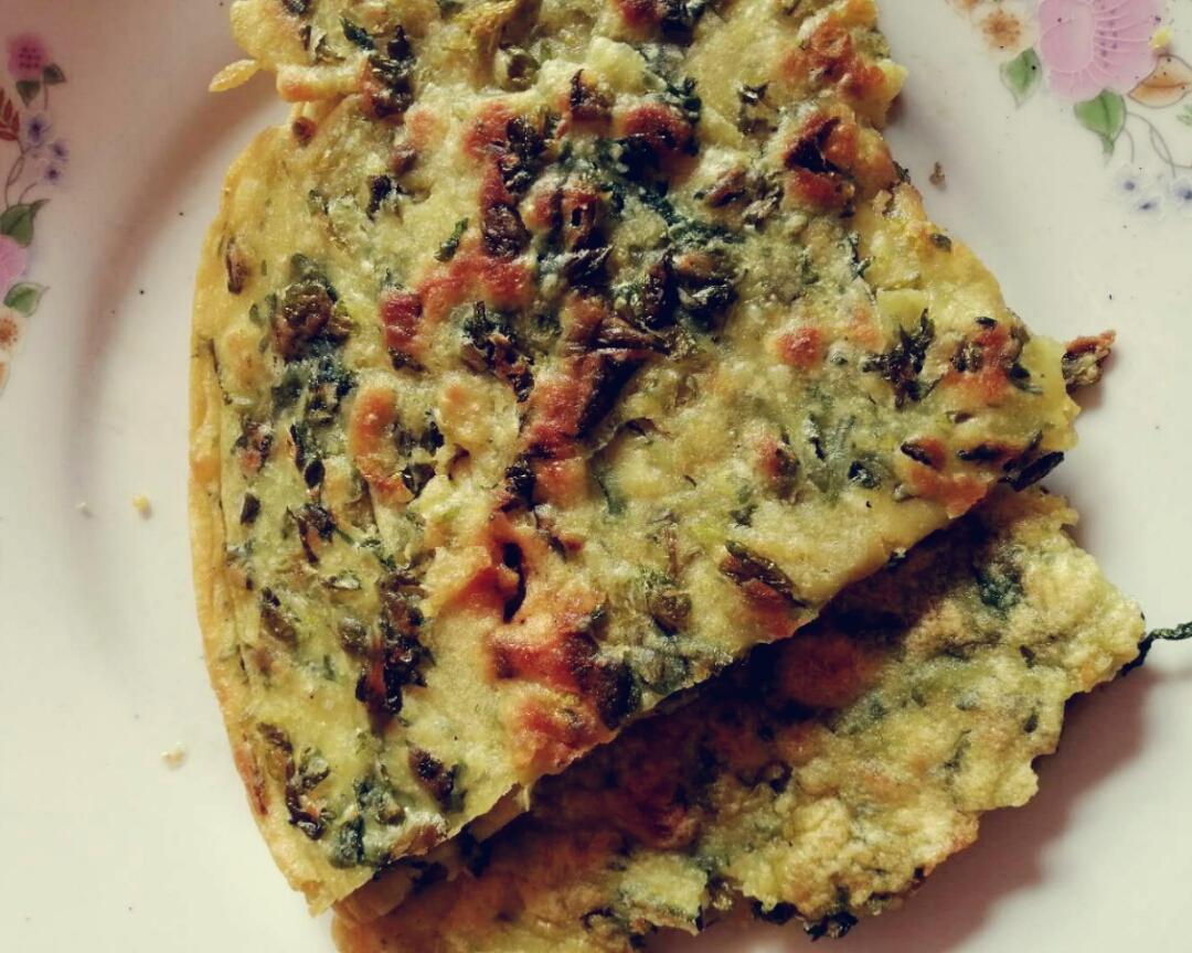 芹菜叶鸡蛋饼简易不糊版