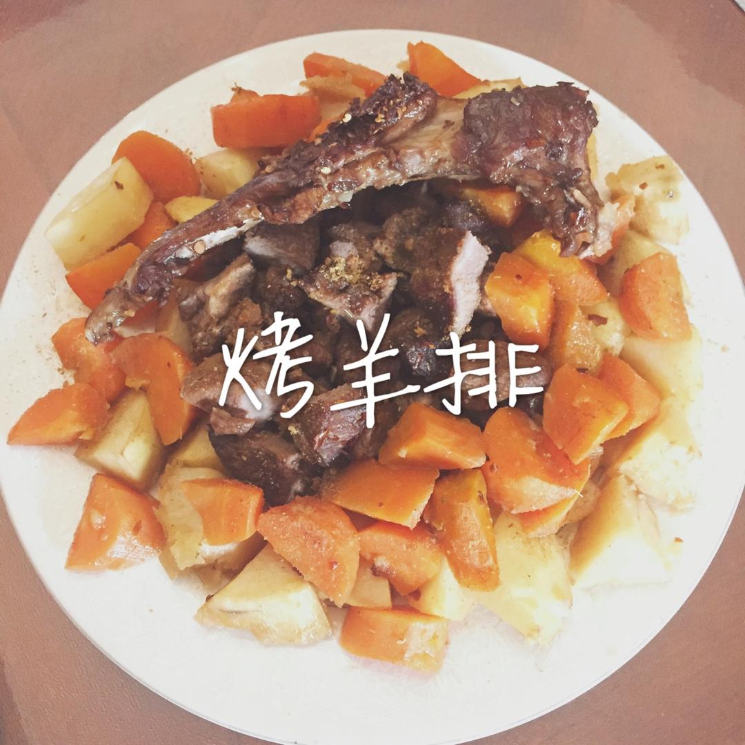 孜然羊排烤土豆