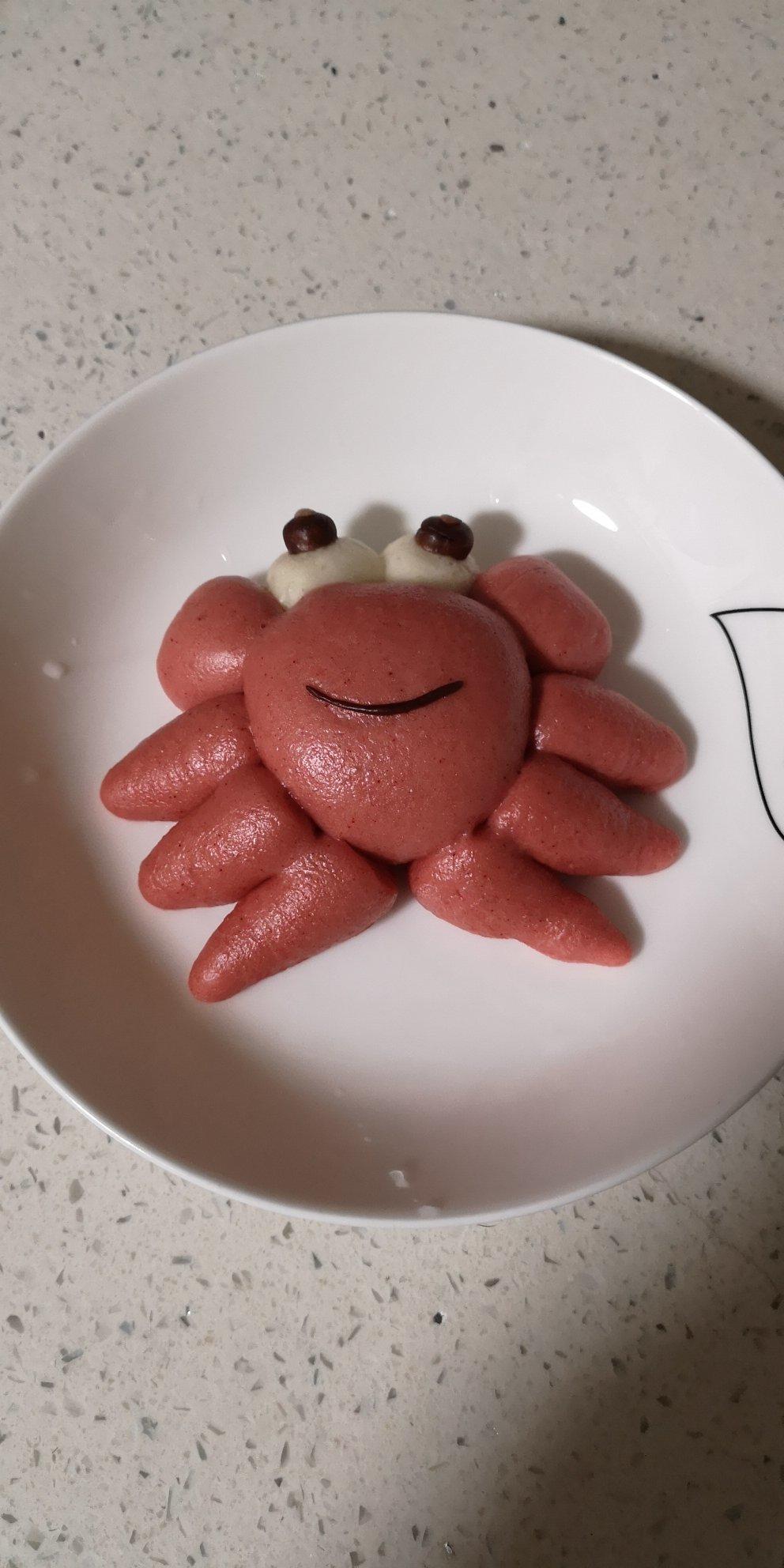 小超人米米做的『原创』懒人版卡通螃蟹造型馒头