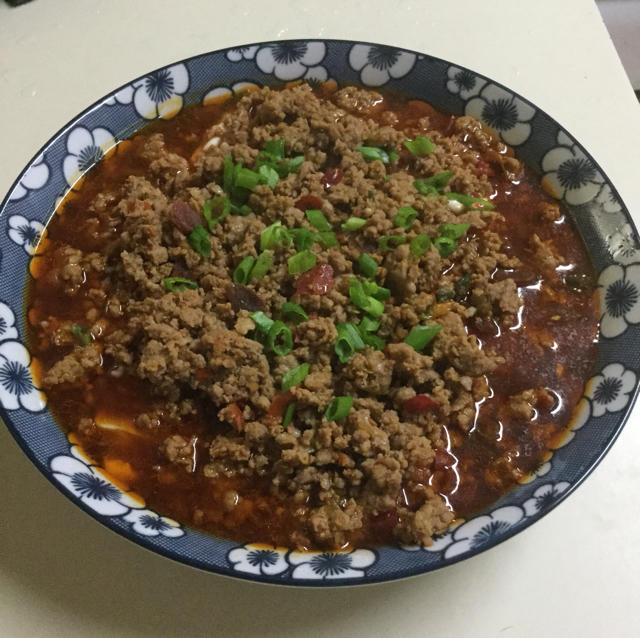 香辣肉末蒸豆腐