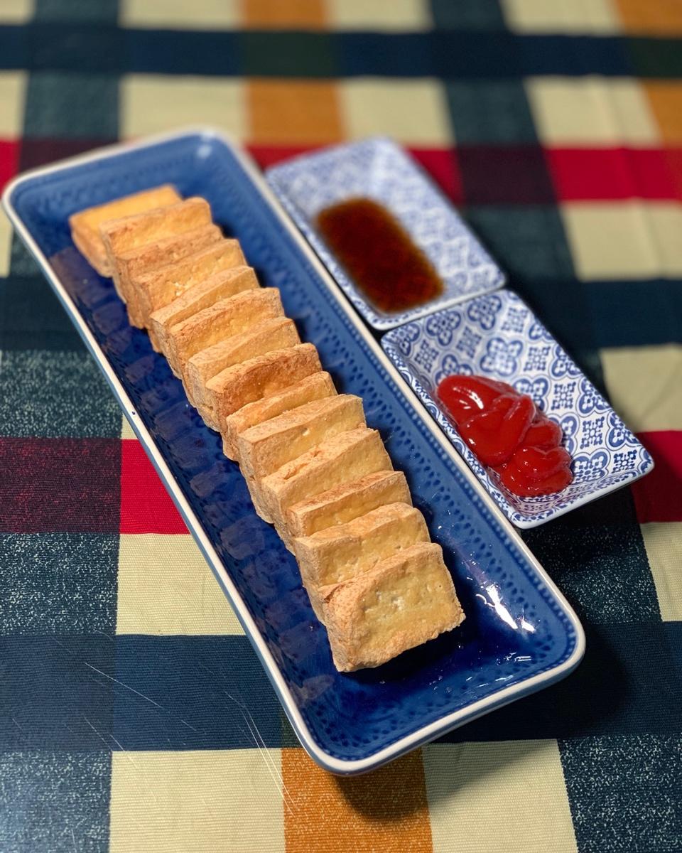 盐煎老豆腐（蘸酱油）