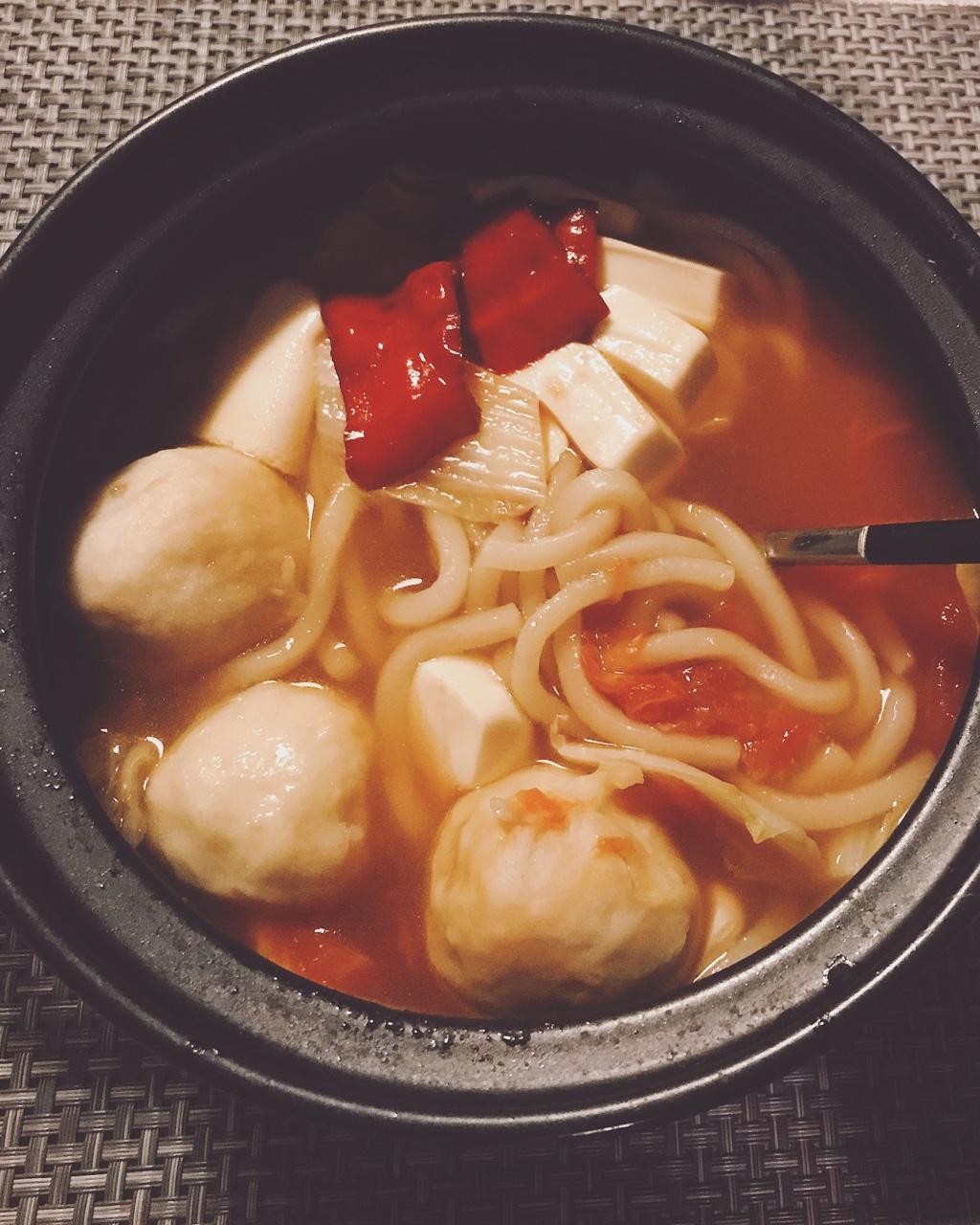 鲜虾蘑菇鱼丸面