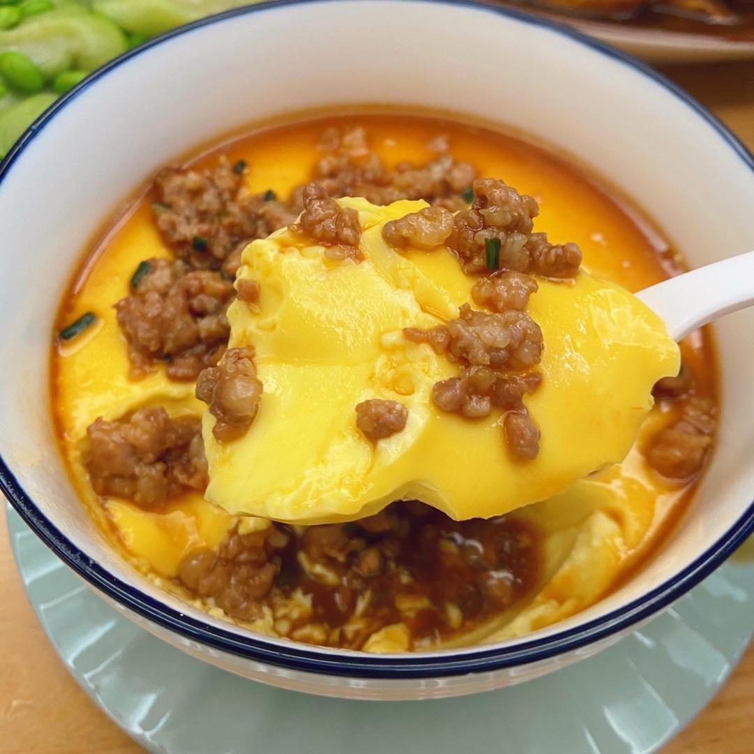 小甜螺larvin做的巨嫩滑肉末蒸蛋大人小孩都爱吃