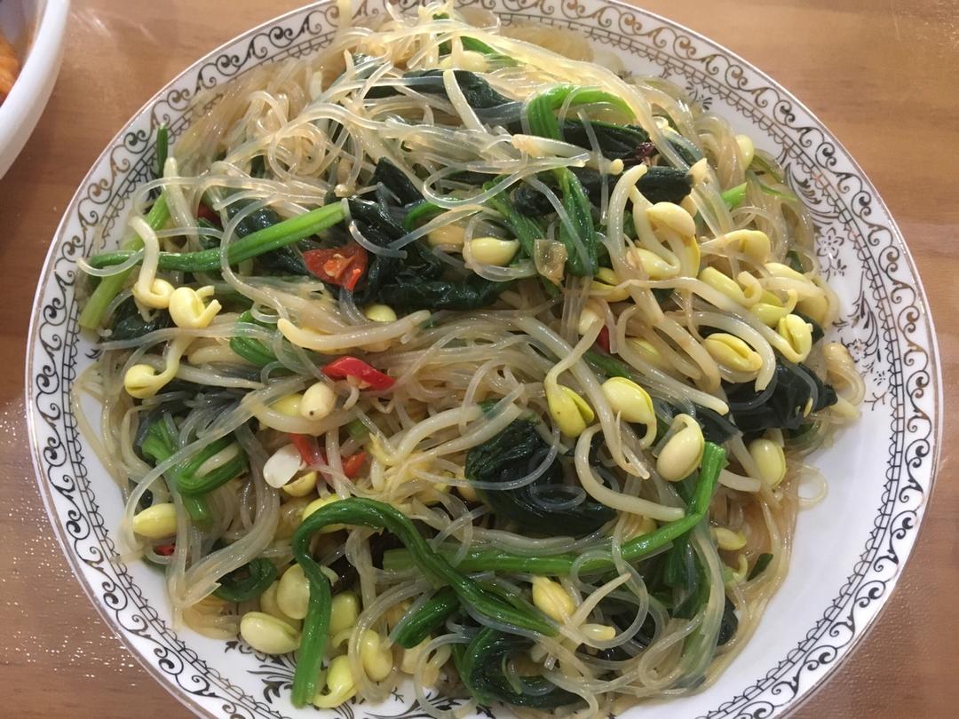 豆芽菠菜拌粉丝
