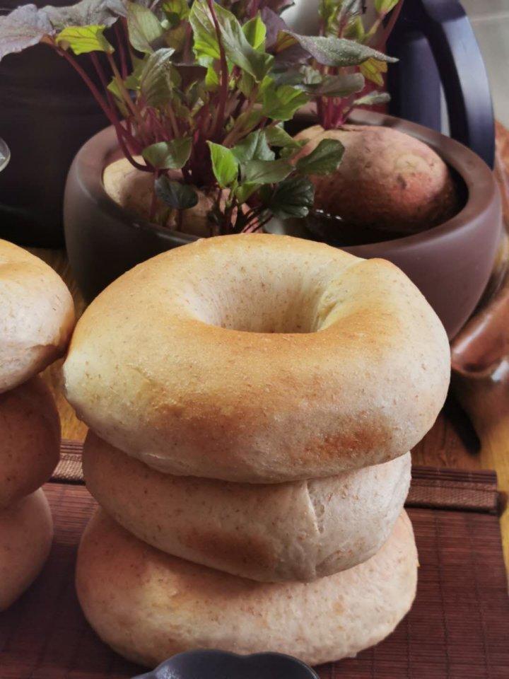 （无油）全麦黑麦贝果bagel~咬劲十足，越嚼越香