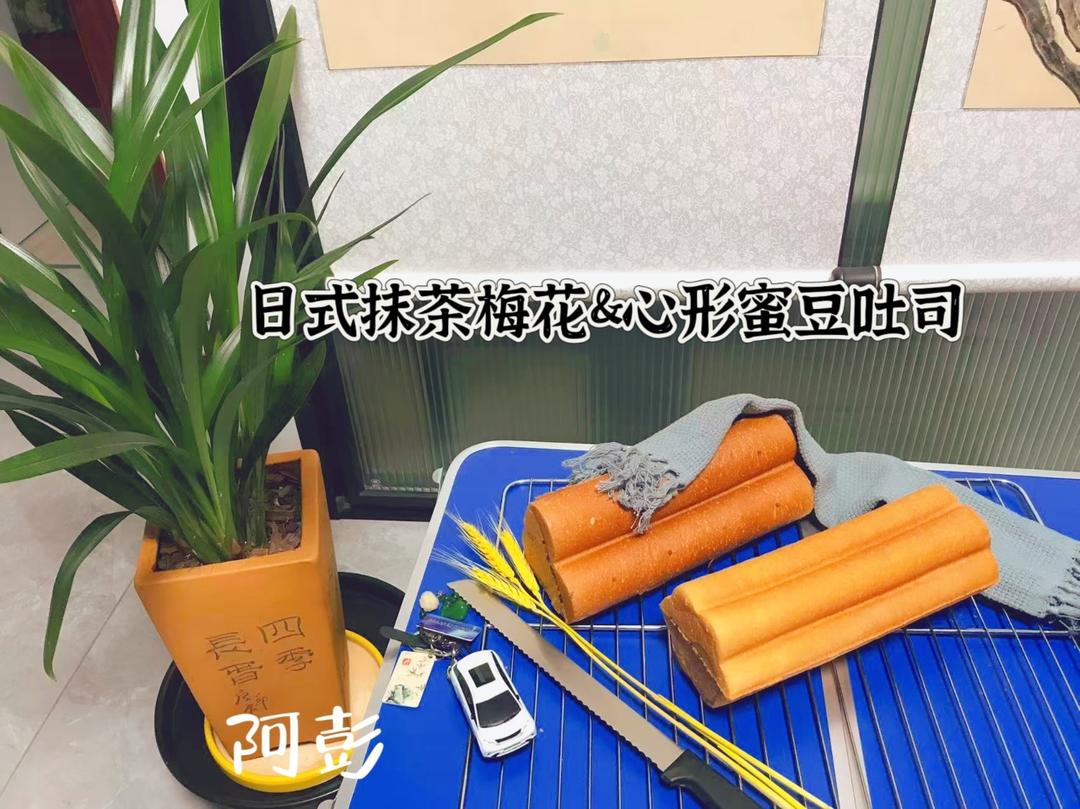 日式抹茶&火龙果梅花&心形蜜豆吐司