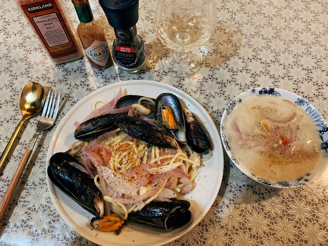 香浓白酒青口意大利面