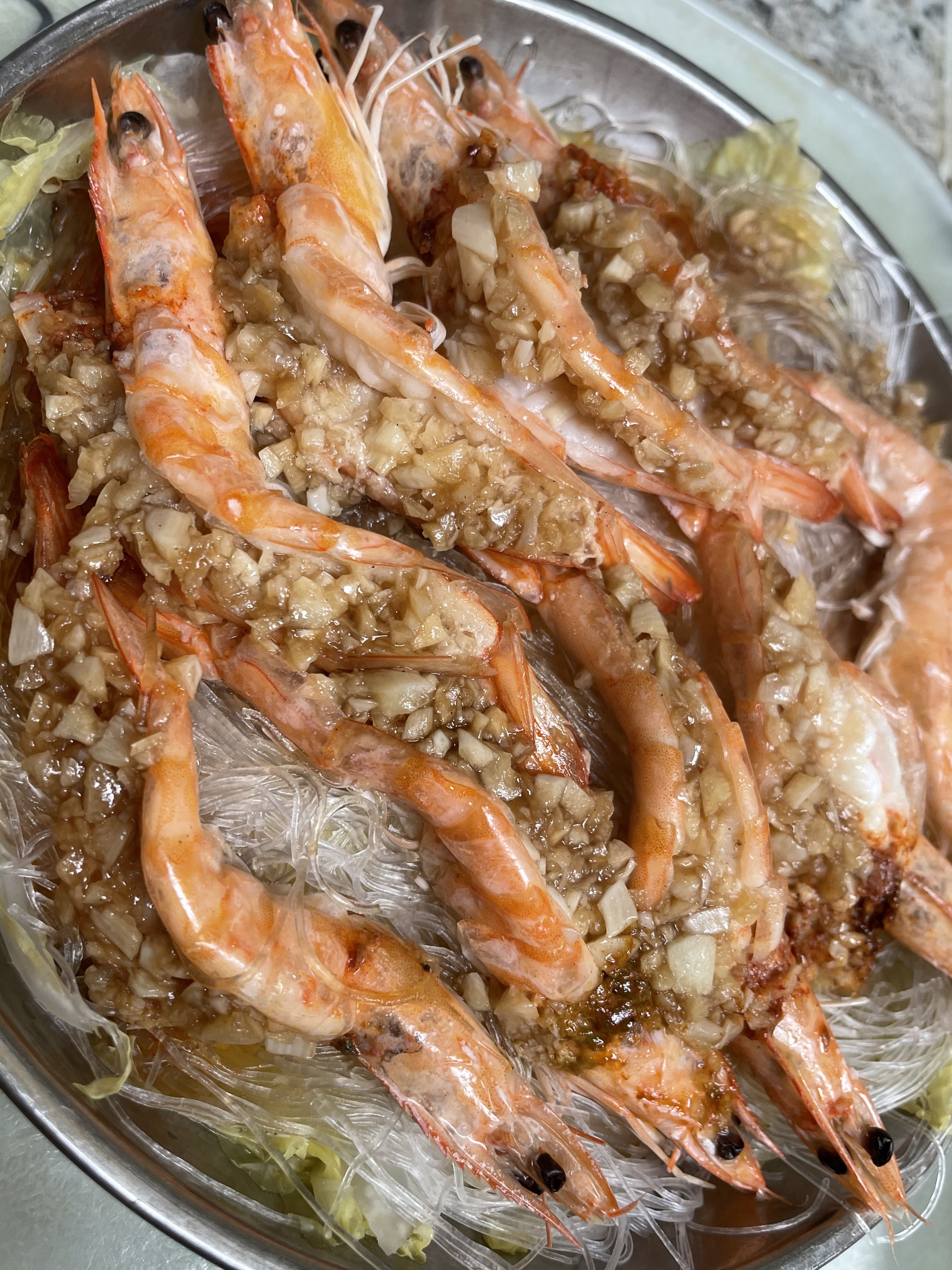 大白菜粉丝蒸虾的做法