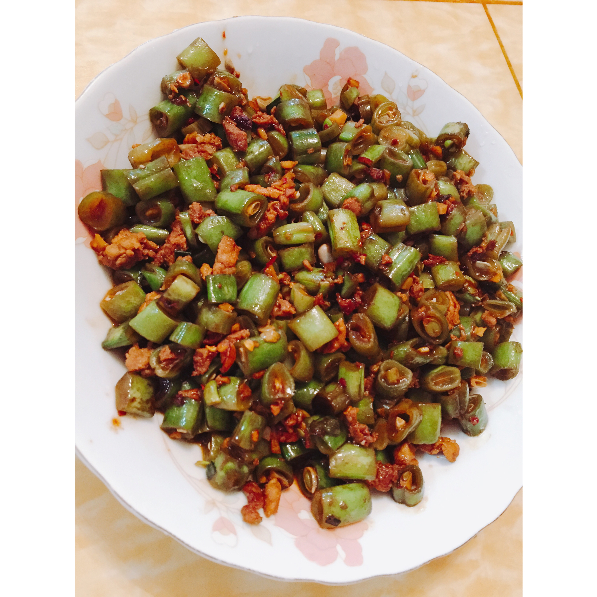 肉沫豆角下饭菜