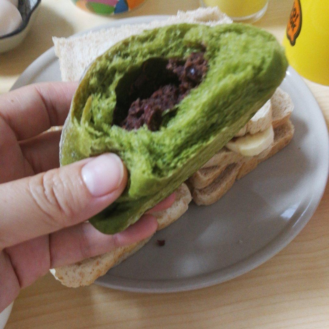 抹茶红豆软面包