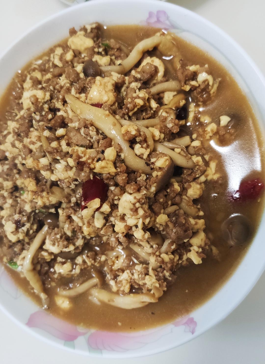 豆腐菇菇肉沫的做法