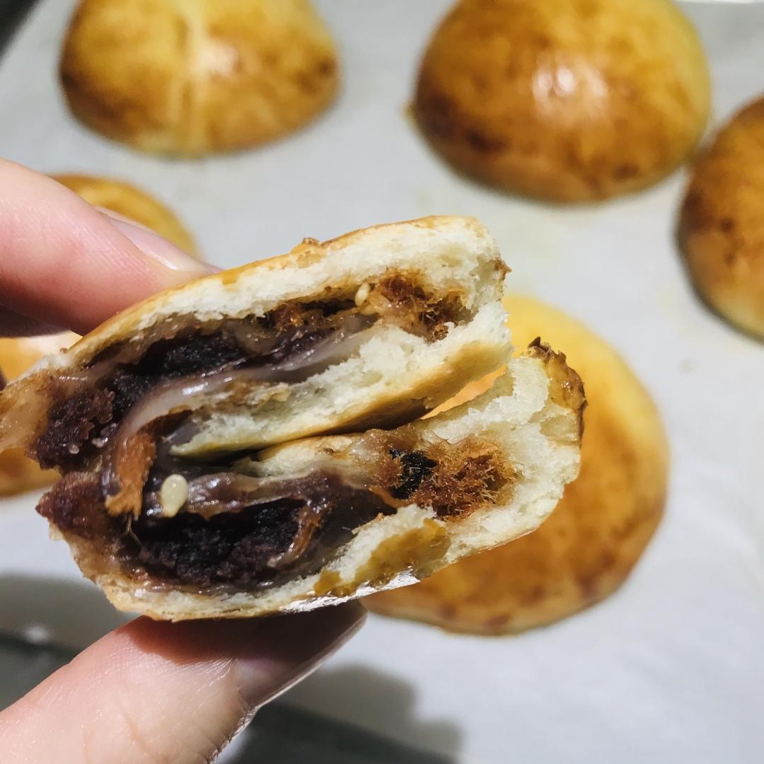 比原麦山丘还好吃的【抹茶麻薯古早味面包】肉松红豆沙