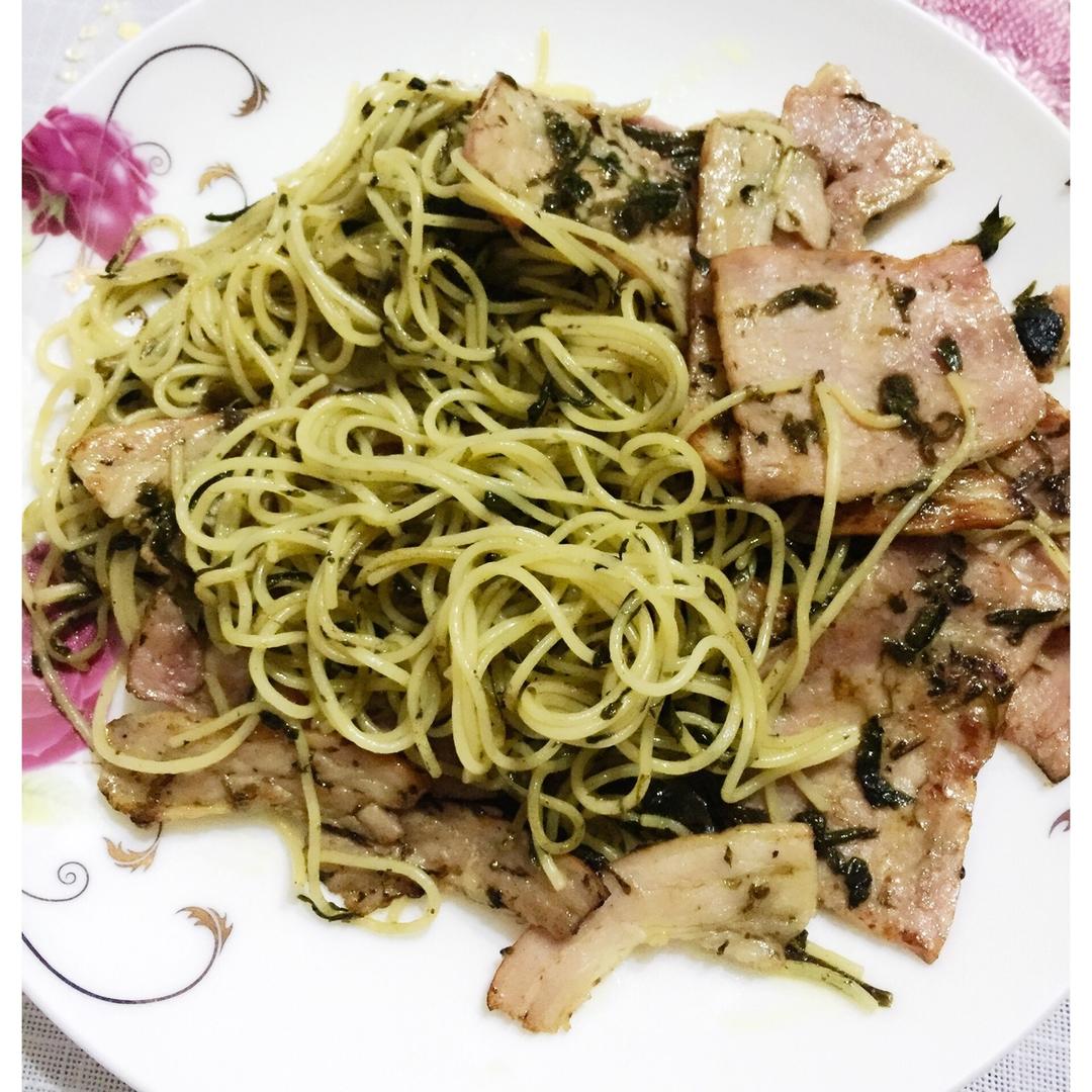 可能是最好吃系列--橄榄菜培根意面