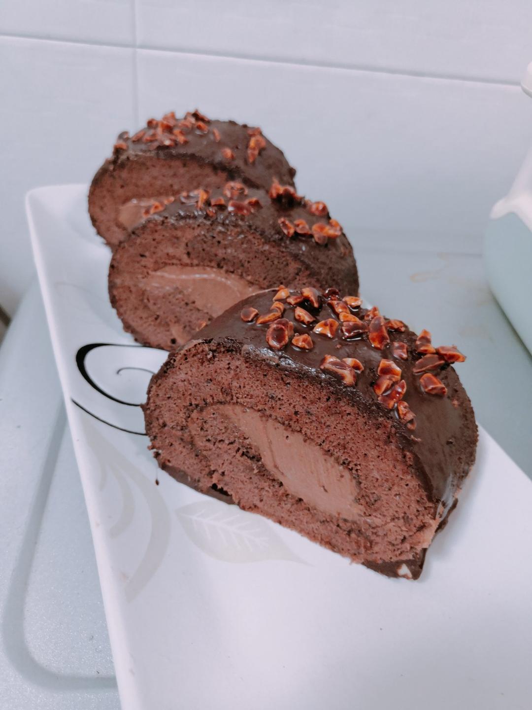 🍫梦龙蛋糕卷. 巧克力脆皮蛋糕卷 by pink-rabbit