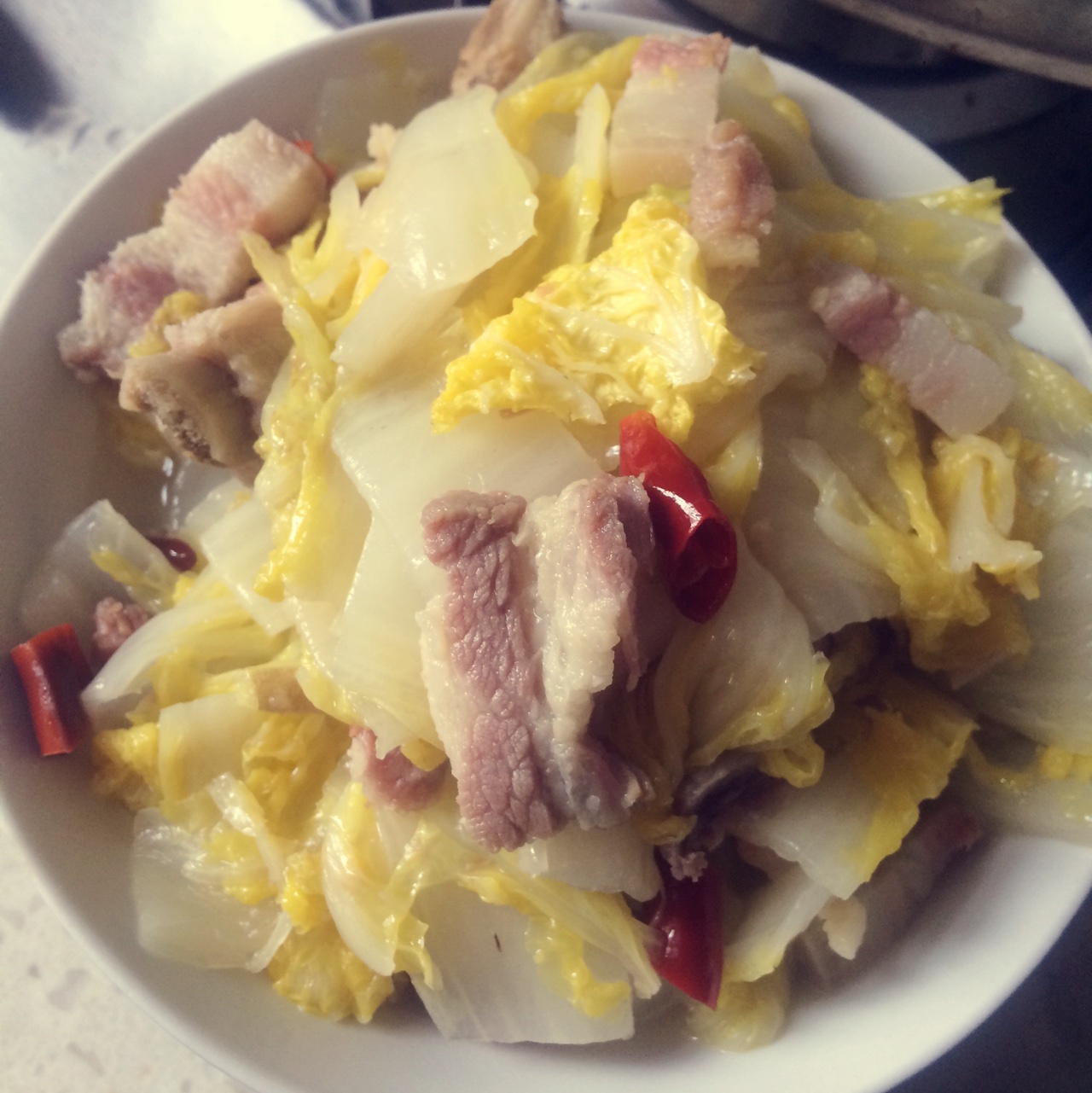 yummywin做的咸肉烧白菜