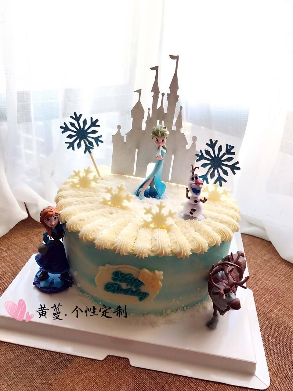 冰雪奇缘主题双层蛋糕--Frozen艾莎