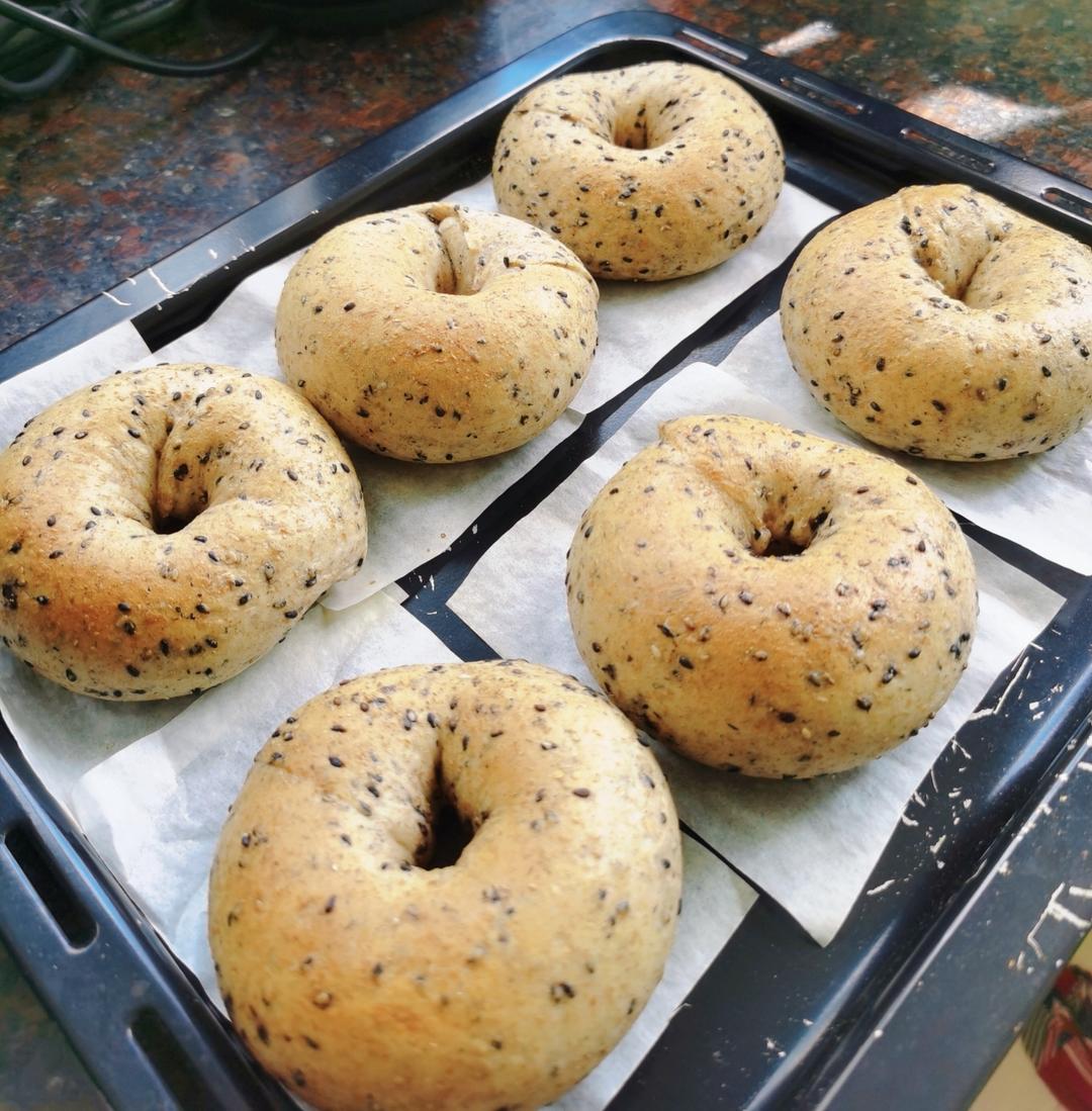 低糖无油～新手一次成功‼️全麦黑芝麻贝果