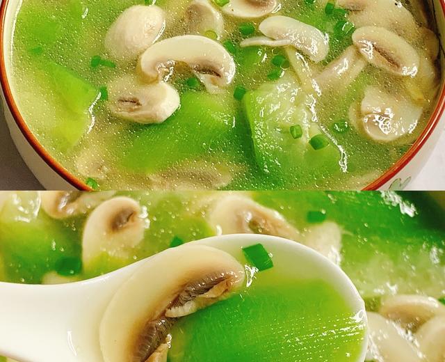 汤鲜味美！适合天热喝的刮油神汤～丝瓜蘑菇汤的做法
