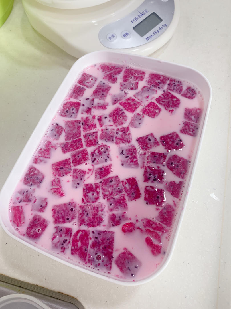 简单美味牛奶火龙果布丁