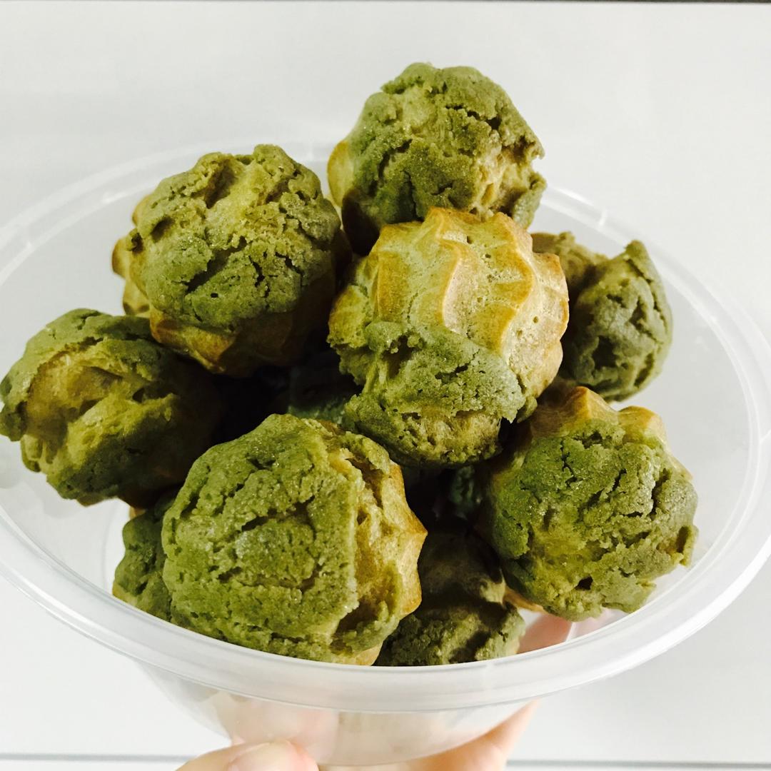 抹茶酥皮泡芙 附全过程和抹茶卡仕达内馅做法