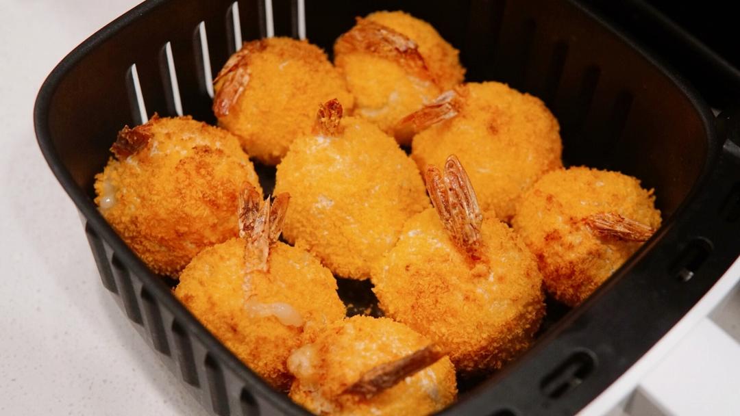 土豆泥芝士凤尾虾球