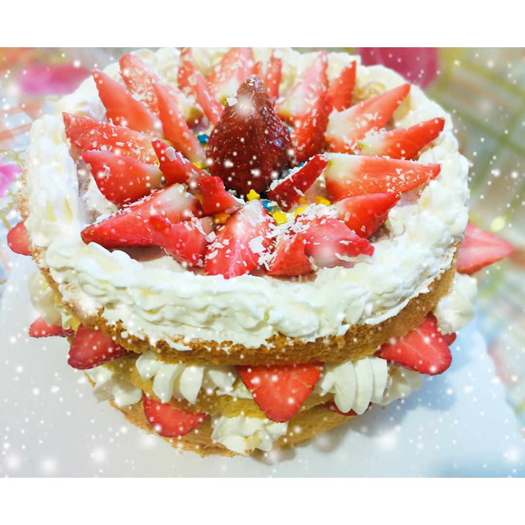 【零失败】不会裱花没关系的水果裸蛋糕 芒果裸蛋糕 完美戚风胚