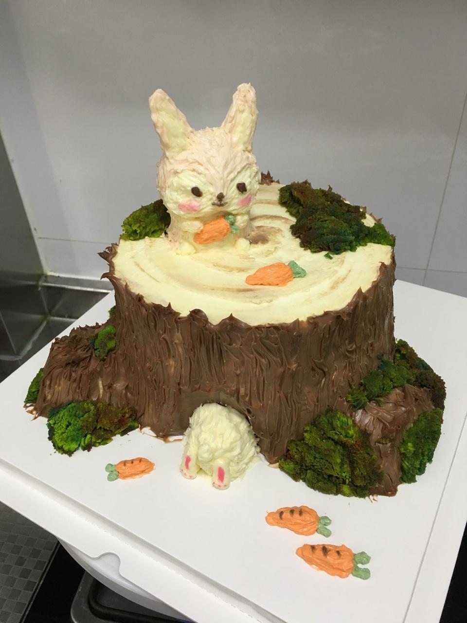 幸福的晶小龙做的立体小动物树桩蛋糕
