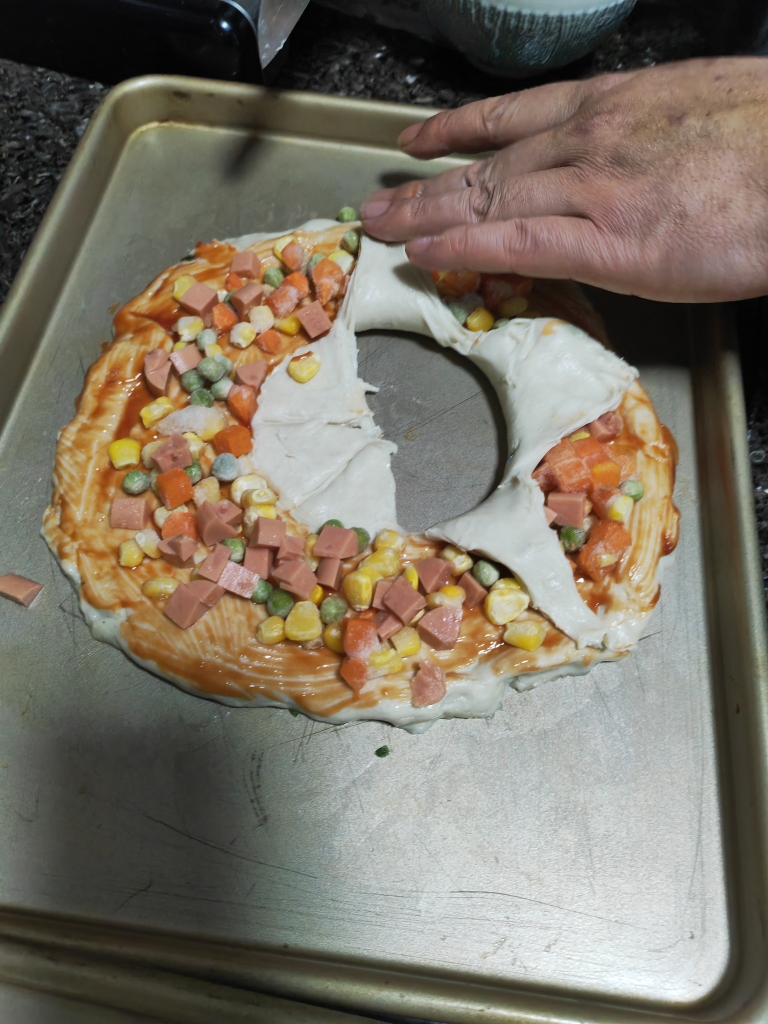 简易早餐💁花环披萨（手抓饼版）的做法 步骤8